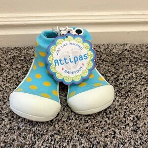 Turquoise and Yellow Polka Dot Baby Walker Shoes